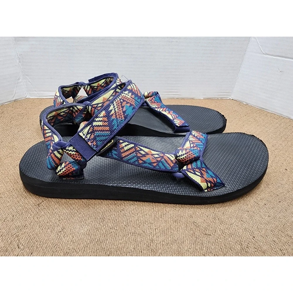 Teva Sandals Mens Size 12 Blue Orange Yellow Aztec Design 1004006
